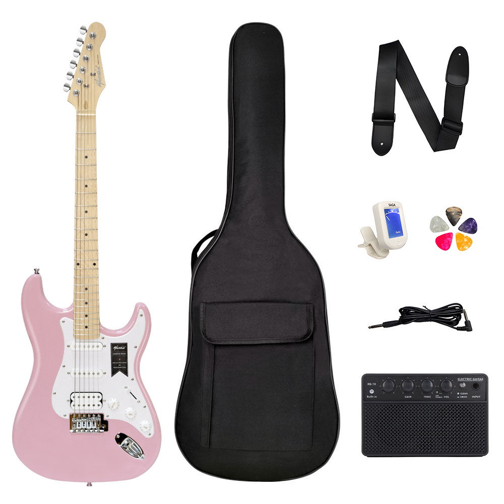 Mantic MST100-HPK Aksesuarlı ve Amfili Pembe Elektro Gitar Paketi